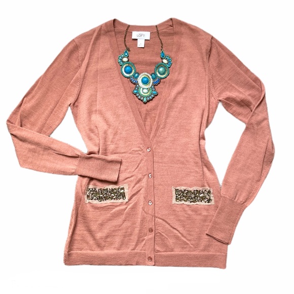 Ann Taylor Loft Cardigan Mauve Pink Size S & M - Picture 1 of 11